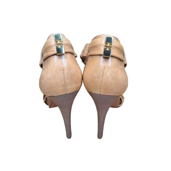 TORY BURCH Wrap Up Heel - Lounge-Baby in Tan Leather Size 9.5 Orig $325 - Picture 3 of 6